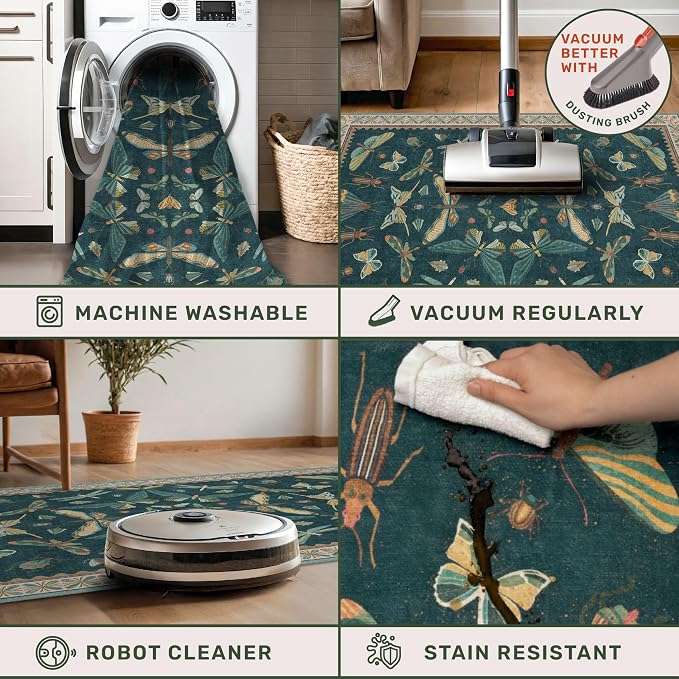 Hazo Haus Insect Teal Green 5x7 Area Rug