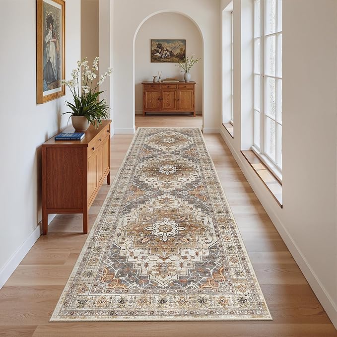 Madane Runner Rug 2'6''x8' Kitchen Runner, Hallway Runner Printed Vintage