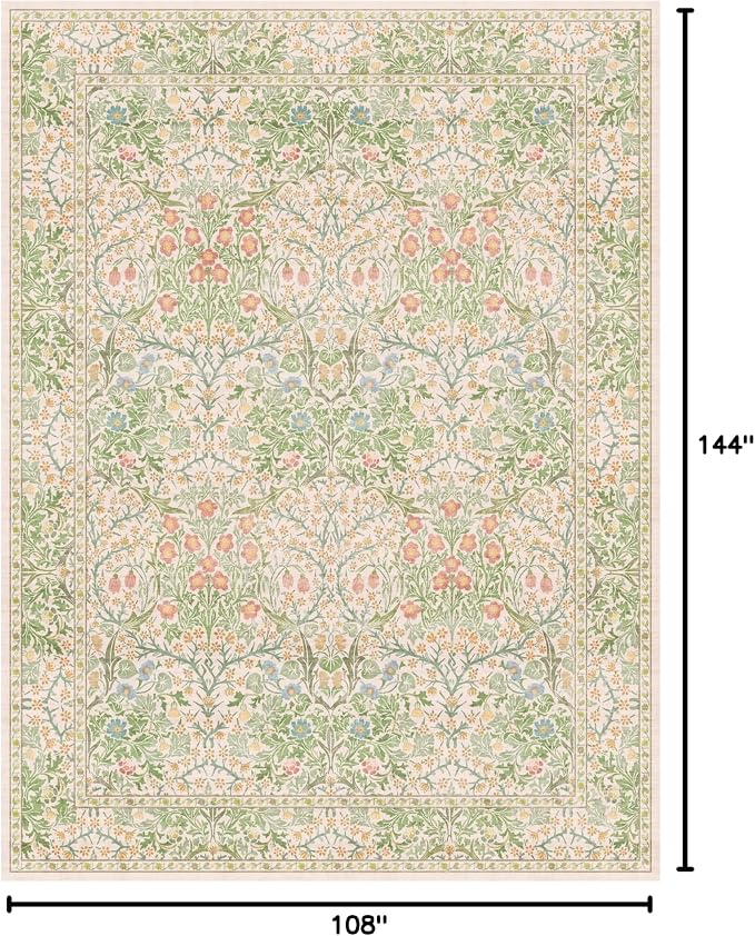 Washable Light Green Rug for Bedroom