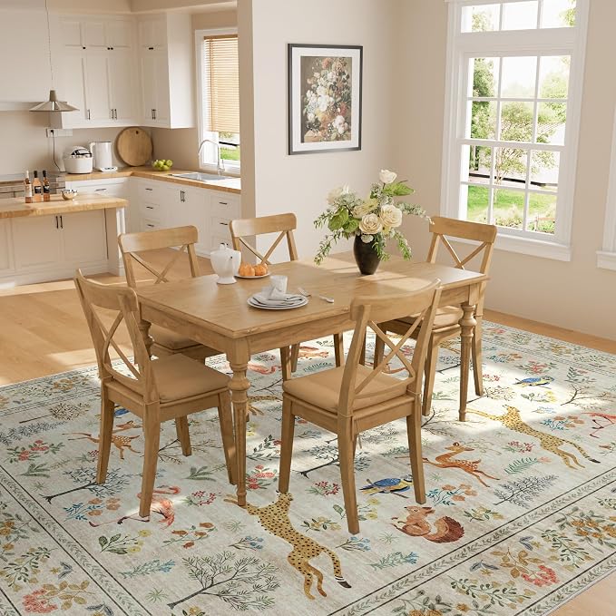 DUKINO 9x12 Rug, Washable Animal Living Room Rug