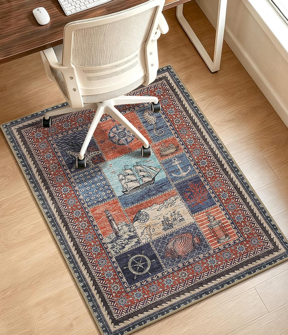 chakme Office Chair Mat for Hardwood Floor Non Slip 36"x48", Orange Ocean
