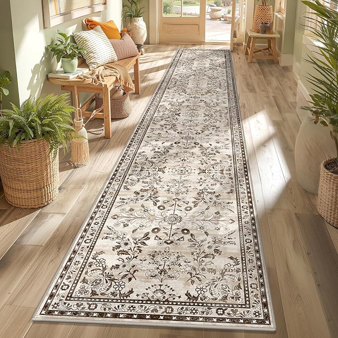 Yamaziot Washable Runner Rug 2x12 – Floral Non Slip Boho Hallway Runner Rug