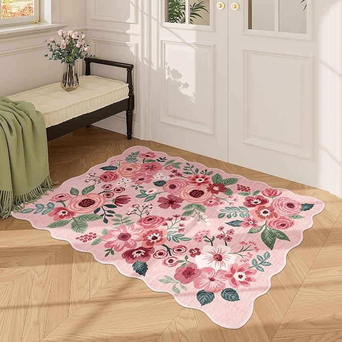 DUKINO 2x3 Entryway Rug, Floral Washable Indoor Door Mat