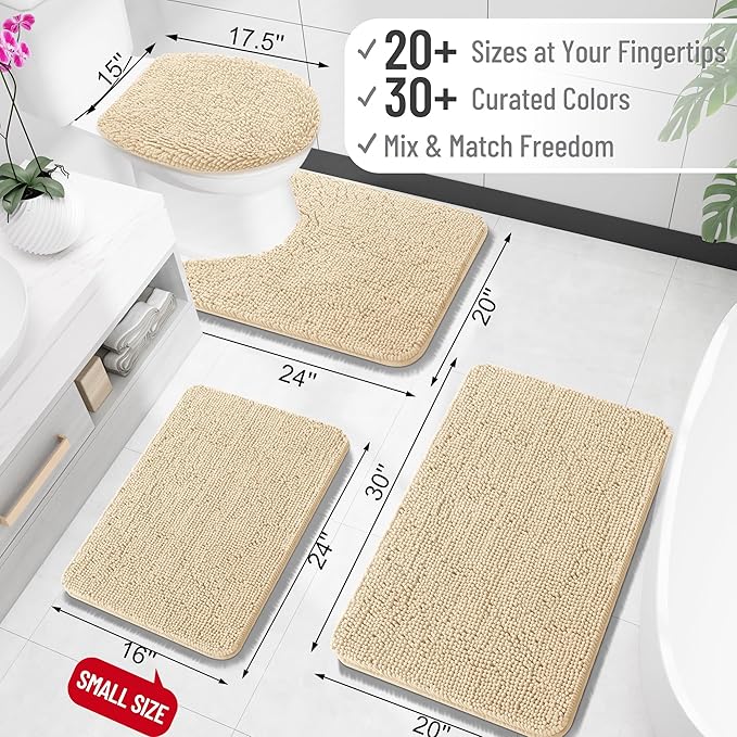 OLANLY Bathroom Rugs 32x20, Extra Soft Absorbent Chenille Bath Rugs, Rubber