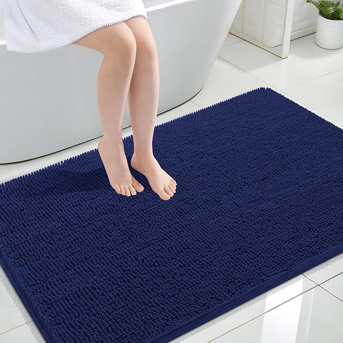 OLANLY Large Bathroom Rugs 44x32, Soft Absorbent Chenille Bath Rugs, Rubber