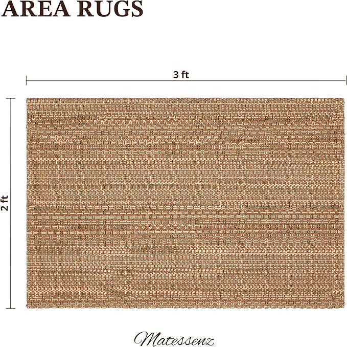 MatEssenz 2x3 Textured Washable Entry Rug, Natural Woven Low-Profile Door Mat