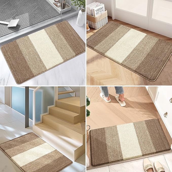 Kitinjoy Indoor Outdoor Door Mat, 50x30 Non-Slip Absorbent Dirt Trapper