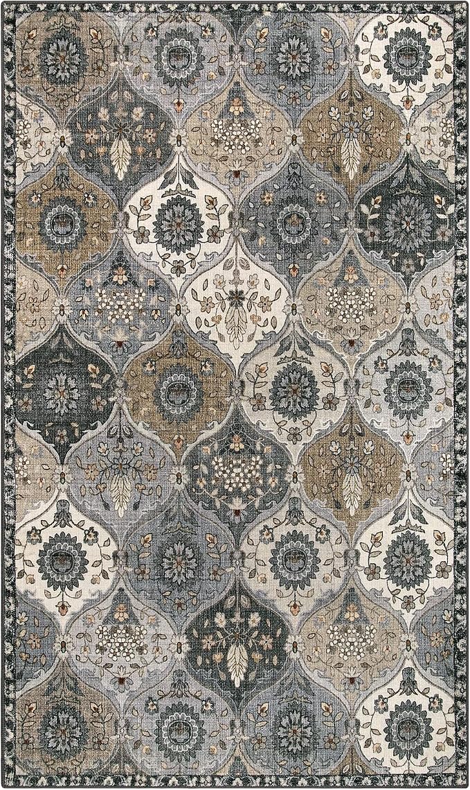 Lahome Moroccan Trellis Washable Area Rugs, 3x5 Rug
