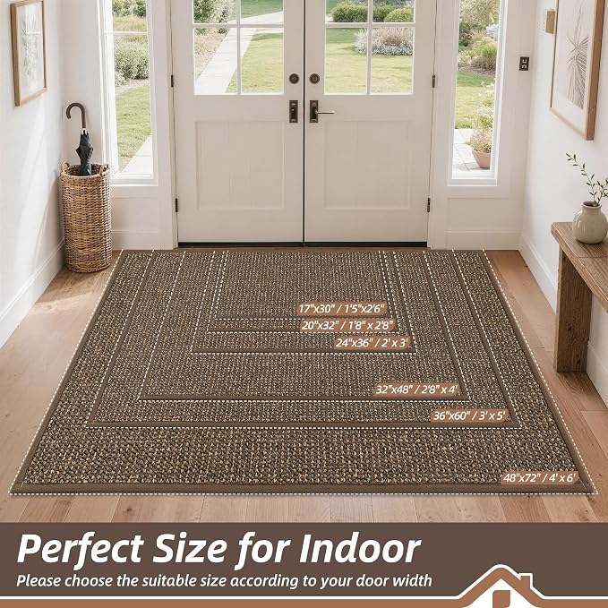 BEQHAUSE Dirt Trapper Door Mat 20" x 32", Non-Slip Washable Doormats Entrance