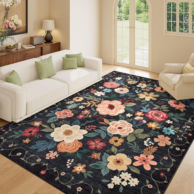 DUKINO 6x9 Area Rug, Floral Rugs
