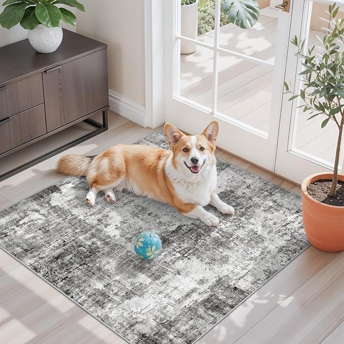 3x3 Square Entryway Rug Washable – Non-Slip Small Area Rug