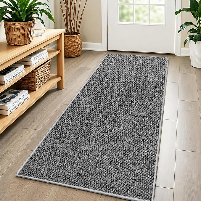 Faux Jute Hallway Runner Rug 2'x6', Washable & Non-Slip, No Odor. Farmhouse