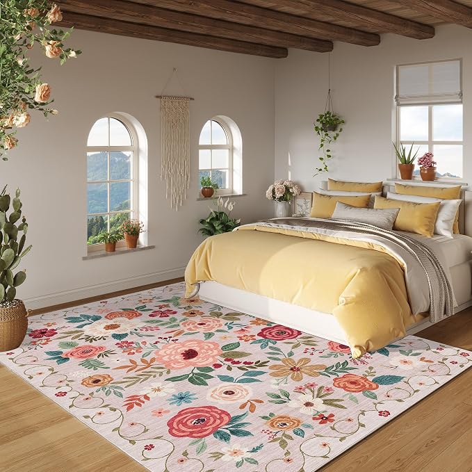 DUKINO 6x9 Area Rug, Floral Rugs