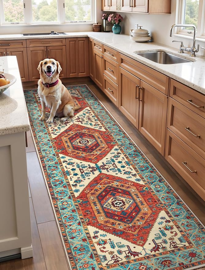 SERISSA Runner Rug for Hallways, 3x8 Washable Non Slip Kitchen Runner Rug