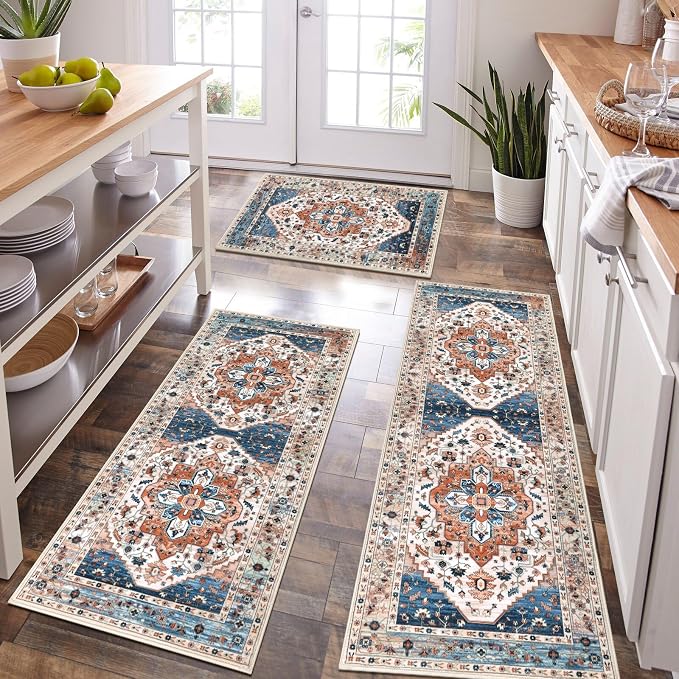 HEBE Boho Kitchen Rug Sets 3 Piece
