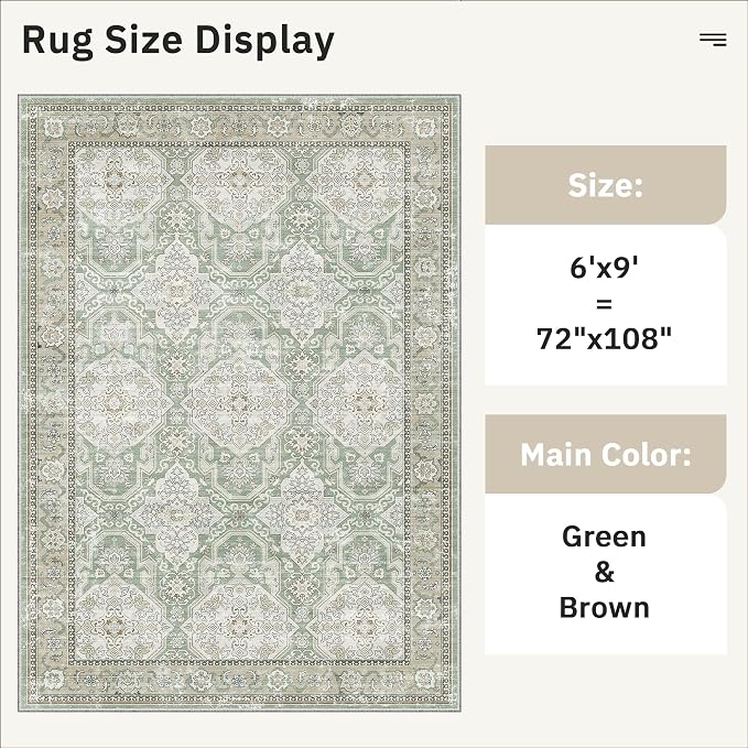 Soalmost 6x9 Area Rug for Living Room Washable 6x9 Rug Non-Slip Modern Rugs for