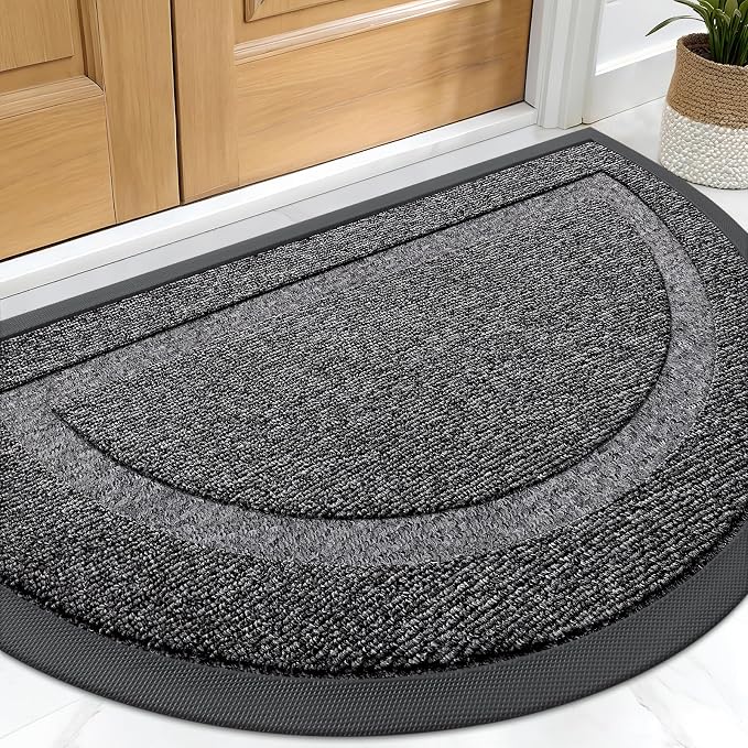 OLANLY Half Circle Door Mat Indoor Outdoor Entrance Welcome, Waterproof