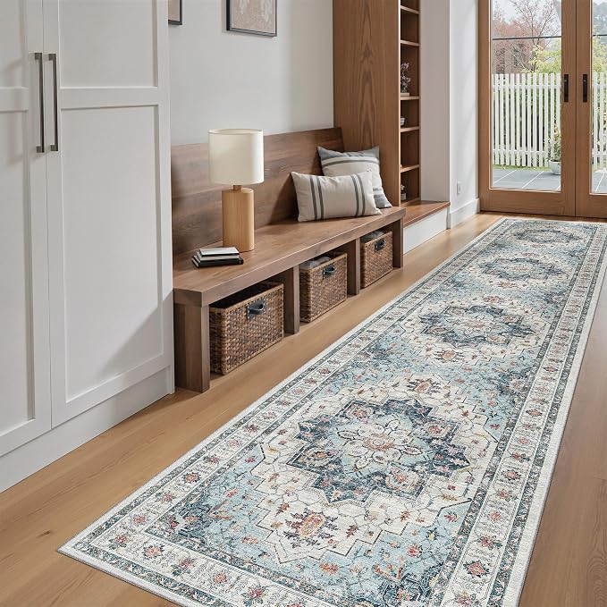 Madane Hallway Runner Rug 2'6''x12' Kitchen Runner, Non Slip Vintage Runners