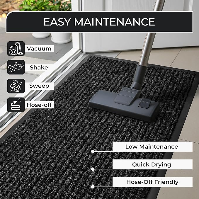 4 Pack Charcoal Commercial Door Mat 3'x6' Heavy Duty Industrial Floor Mat