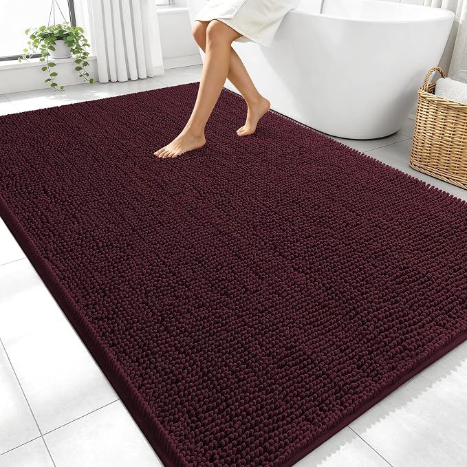 OLANLY Large Bathroom Rugs 70x46, Extra Soft Absorbent Chenille Bath Rugs