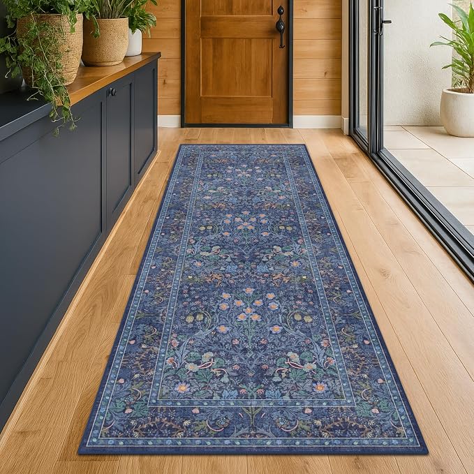 Dark Blue 3x10 Extra Long Wide Runner Rug