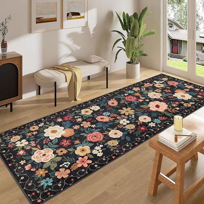 DUKINO 3x8 Runner Rug, Washable Rug