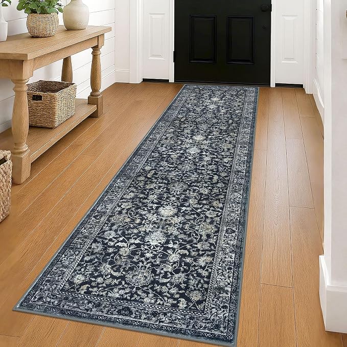 KILOCOCO Hallway Runner 2x8 Rug Runner Printed Vintage Floral Washable Kitchen