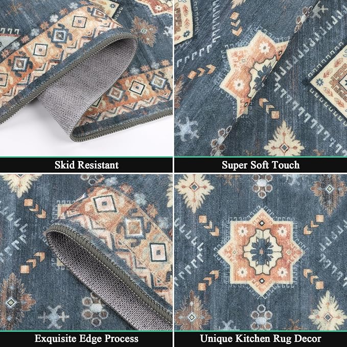 HEBE Boho Kitchen Rug Sets 3 Piece
