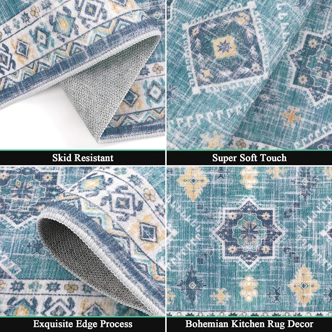 HEBE Boho Kitchen Rug Sets 3 Piece