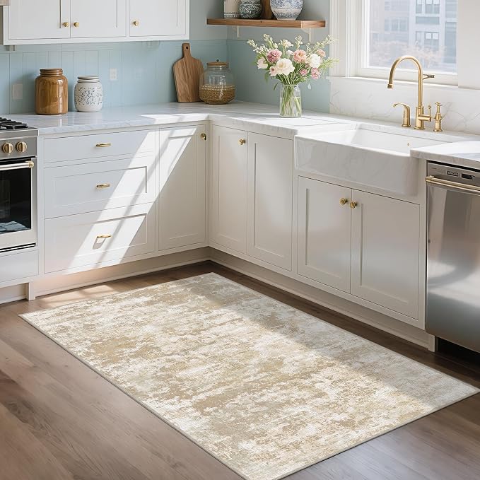 3x5 Area Rug Washable Entryway Rug Non Slip Abstract Tear and Stain Resistance
