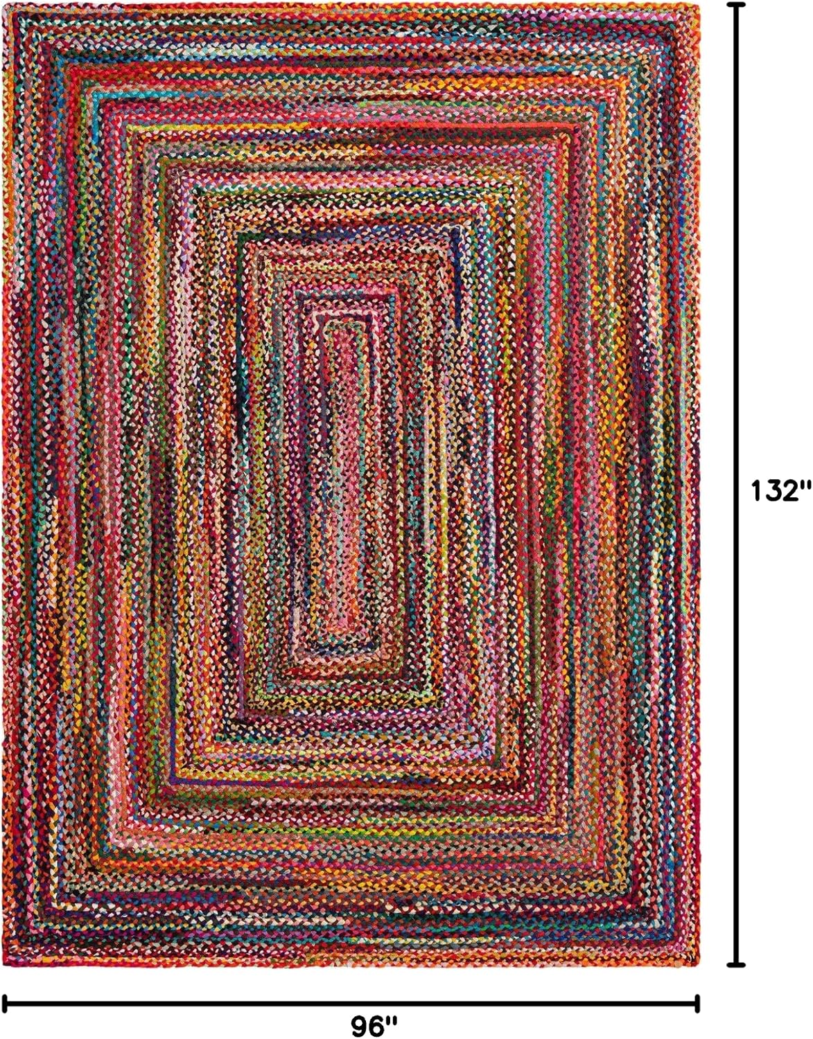 Unique Loom Braided Chindi Collection Area Rug - Layer (8' x 11' Rectangle, Multi/ Blue)