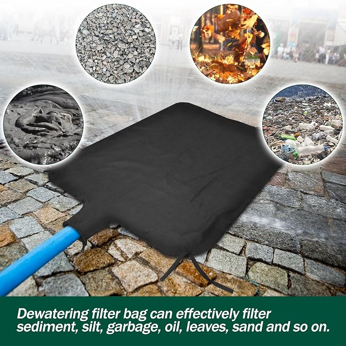 5 x 10ft Dewatering Bags with Drawstring Extra Large Dewatering Filter Bag Silt
