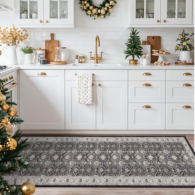 Hallway 2x8 Washable Runner Rug: Oriental Stain Resistant Kitchen Entryway Rugs