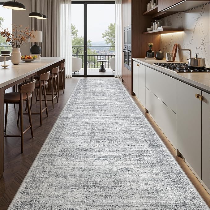 Washable Runner Rug 2.5x12, Non-Slip Long Bathroom Rugs Runner
