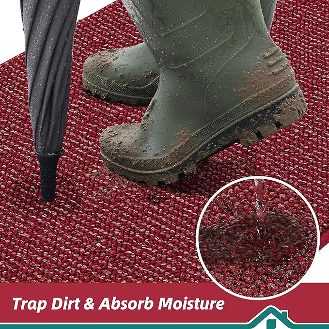 BEQHAUSE Dirt Trapper Door Mat 24" x 60", Non-Slip Washable Doormats Entrance