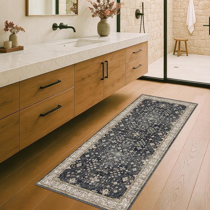 Black Entryway 2x5 Runner Rug, Small Throw Runners