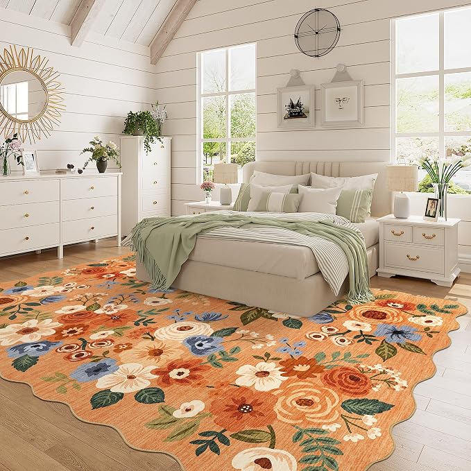 DUKINO 6x9 Area Rug, Floral Washable Rugs
