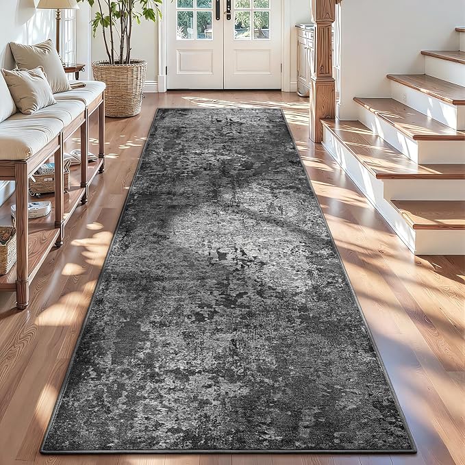 3x10 Black Rug Runners for Hallways Kitchen Runner Rug Non Slip Washable Black
