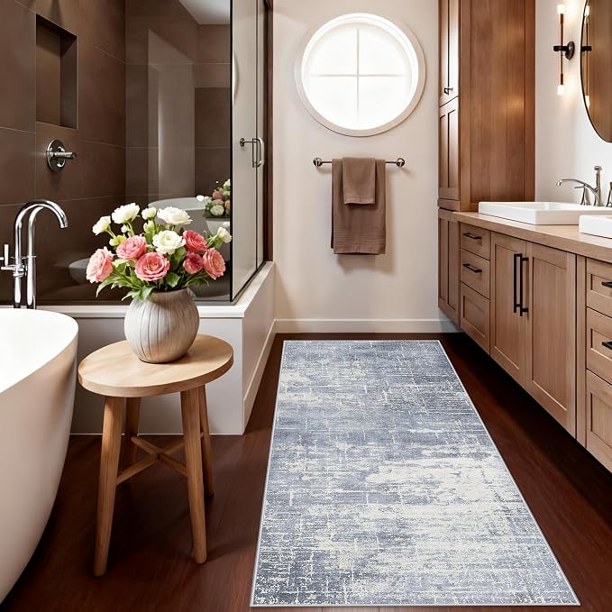 2x6 Non-Slip Entryway Area Rugs: Washable Stain Resistant Kitchen Carpet Low