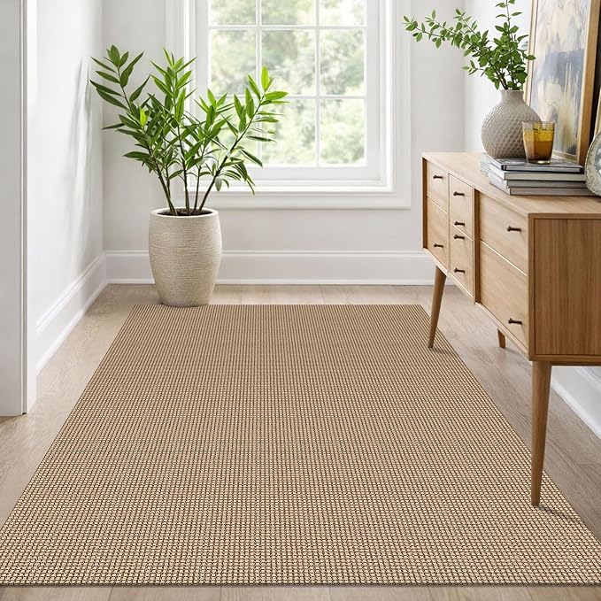 IOHOUZE Washable Area Rug 4x6 Non Slip Rubber Backed Woven Indoor Outdoor Rugs