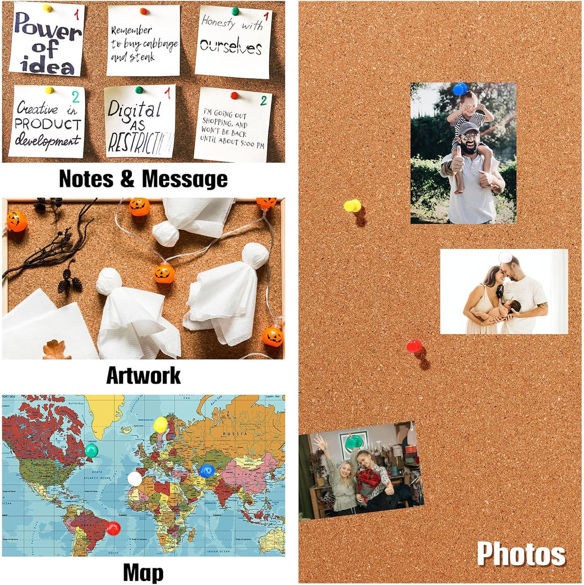 Crtiin 24 Pcs Cork Board Tiles, 12"x12" 1/4" Thick Brown Cork Squares Tiles