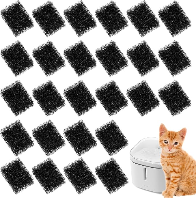 30 PCS Replaced Foam Filters, Pet Fountain Replacement Filters Cat Water
