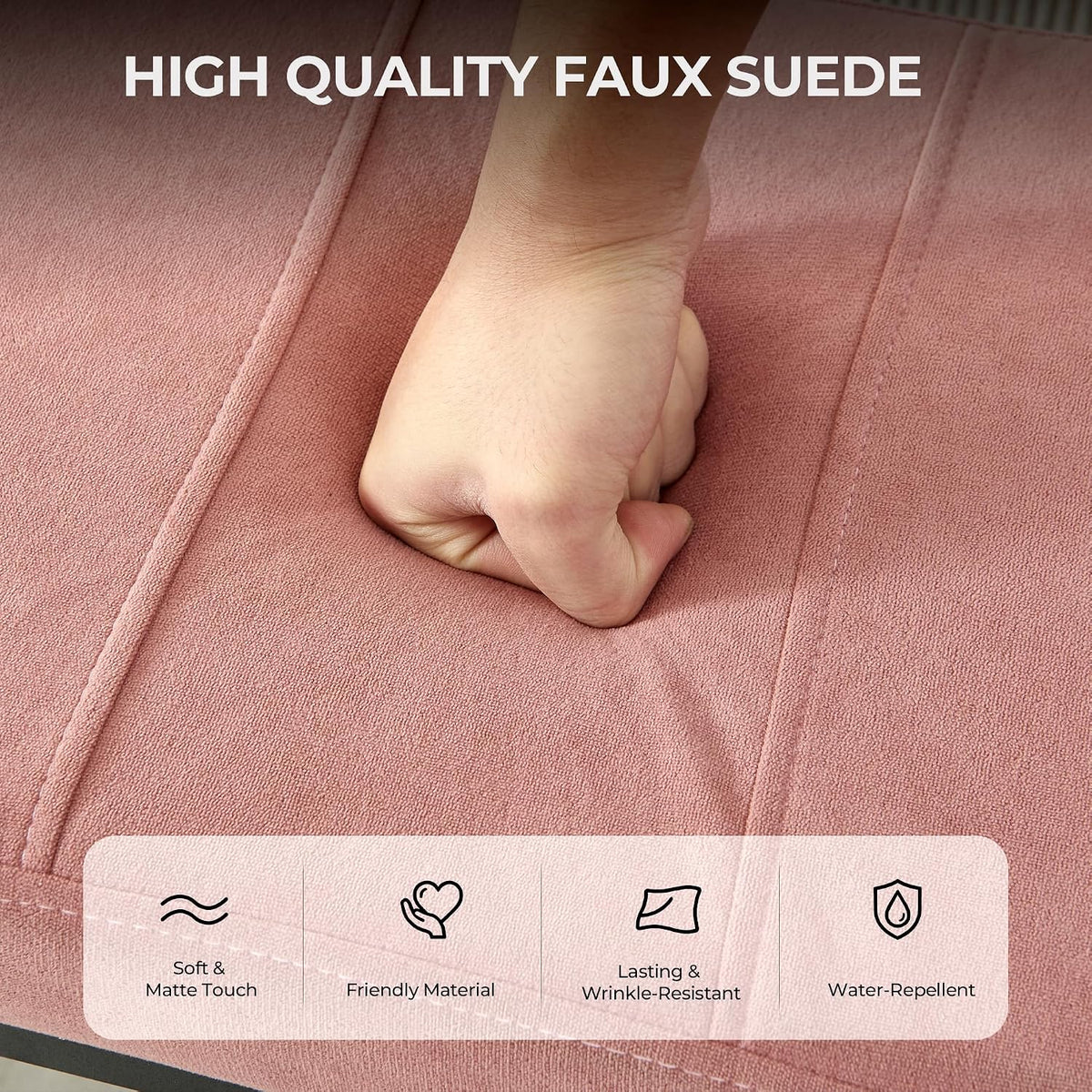 TIOPGHAD Adjustable Ottoman Pouf, 60 Degree Tilt Footrest, Pink Faux Suede