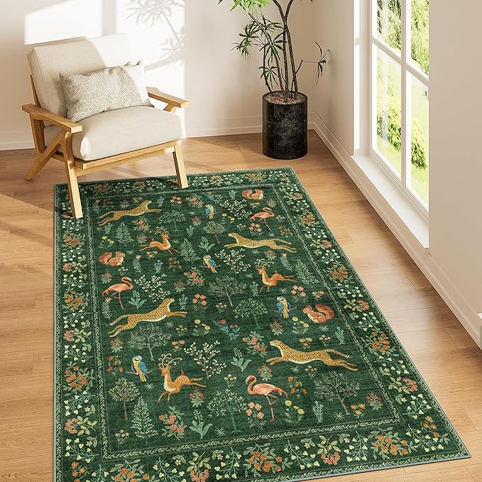 DUKINO 4x6 Rug, Washable Animal Area Rug