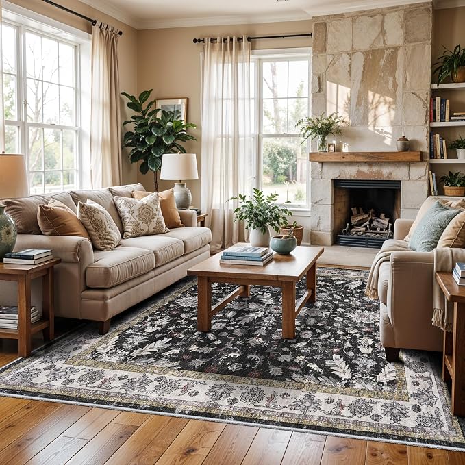 Square Rugs 5x5 Washable for Entryway: Non Slip Indoor Foot Carpet for Living