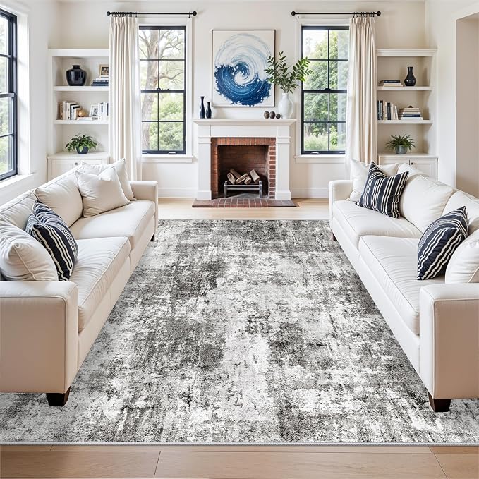 8x8 Square Area Rug Living Room – Non-Slip Washable Large Floor Carpet