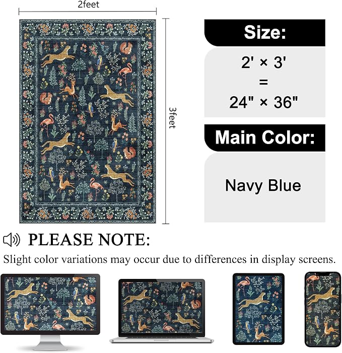 DUKINO 2x3 Rug, Washable Animal Rugs