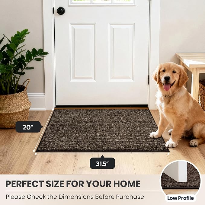 PURRUGS Dirt Trapping Door Mat 20" x 31.5", Non-Slip Machine Washable Entry Rug
