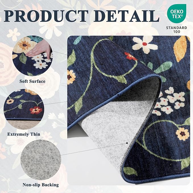 DUKINO 5x7 Area Rug, Floral Rugs