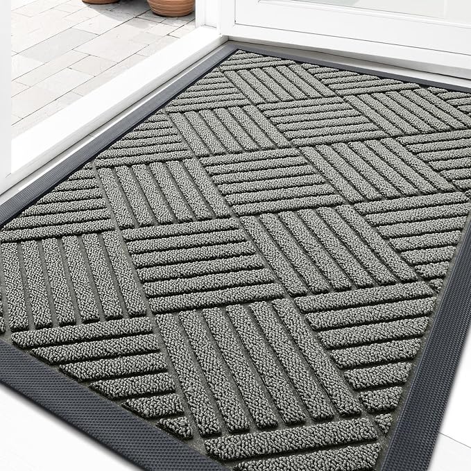 OLANLY Front Door Mat Outside Entrance 29.5x17, Heavy Duty Sturdy Natural